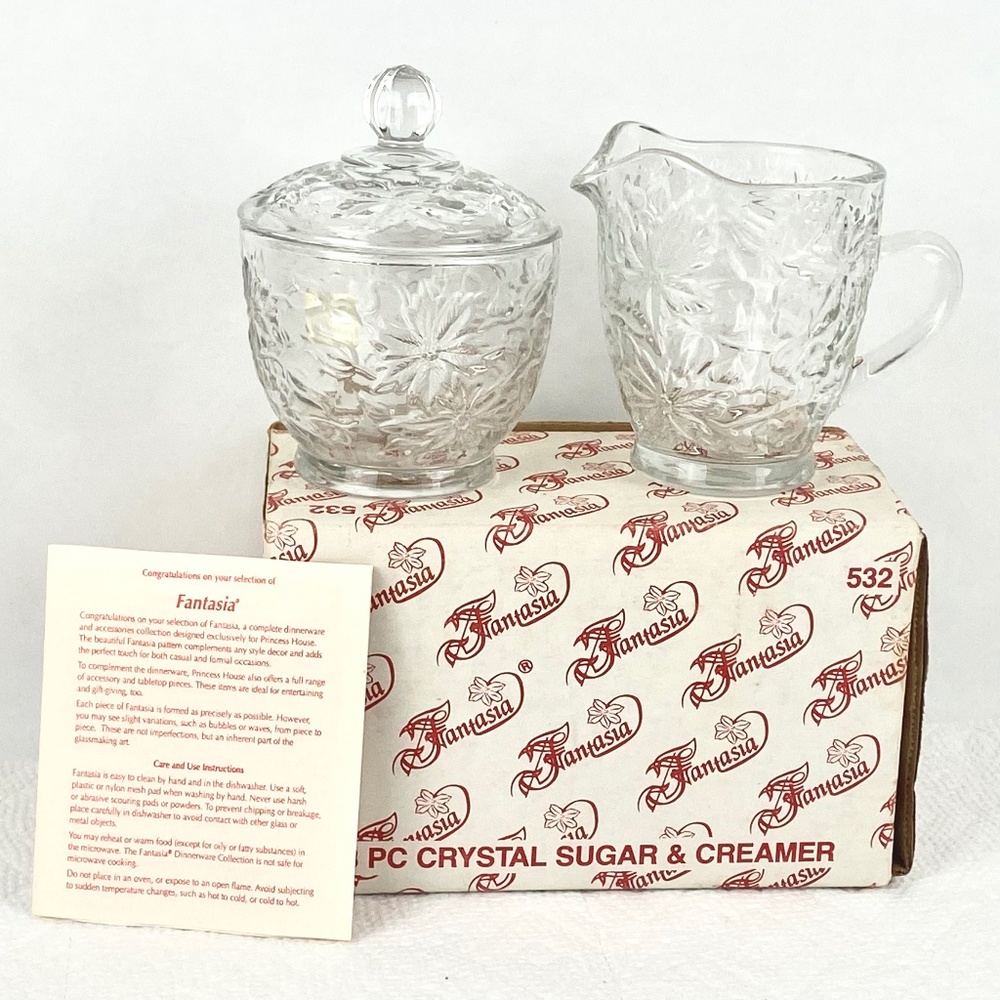 NEW NIB PRINCESS HOUSE FANTASIA Crystal Sugar Bowl & Creamer Set 532 USA